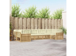 Vidaxl Conjunto De Sofás Para Exterior 7 Unid. Branco E Creme