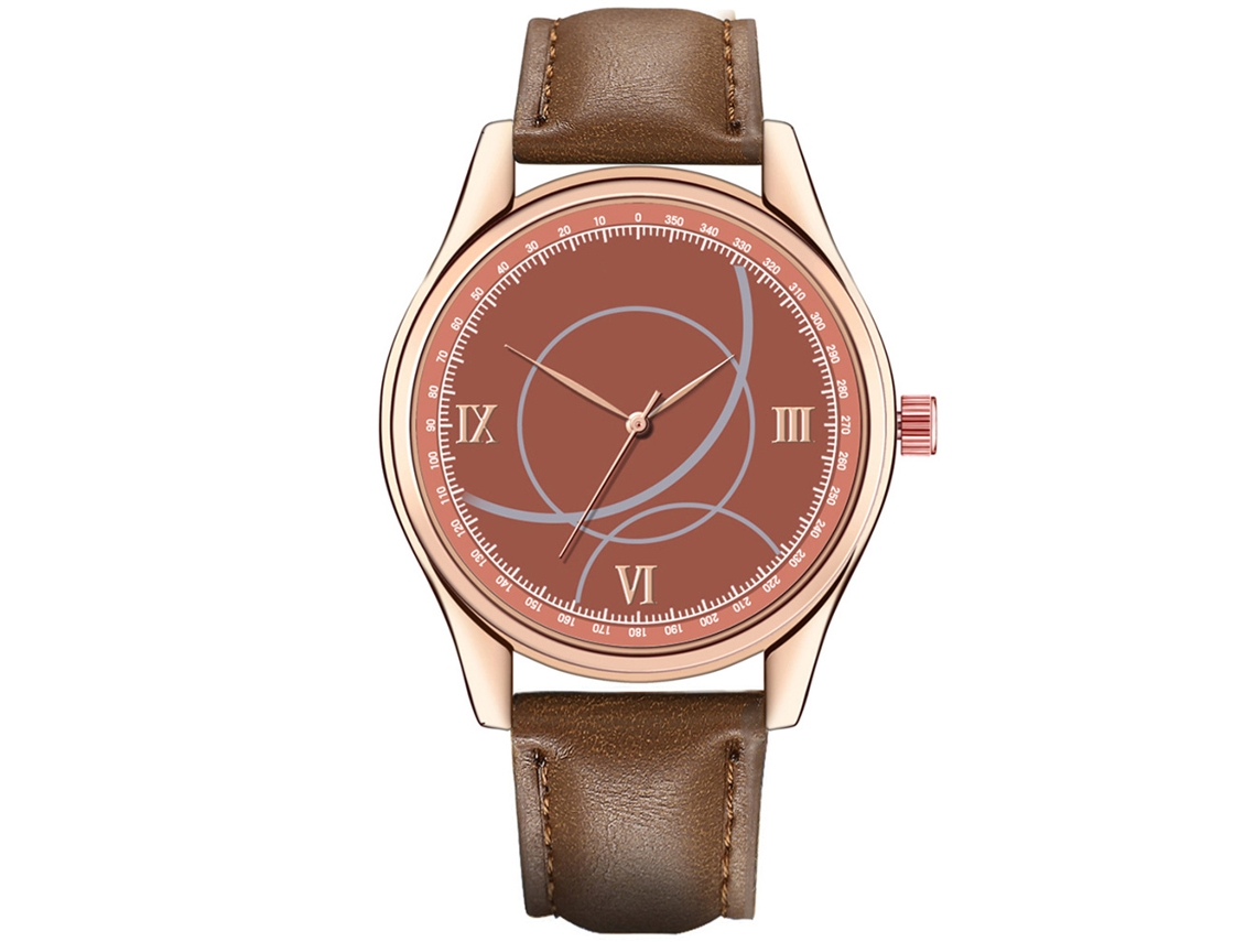 Relógio de pulso feminino casual e elegante com mecanismo de quartzo e liga metálica, na cor marrom escuro.