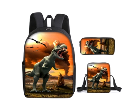 Mochila KOHREE Estudantil Dinossauro Conjunto de Três Peças