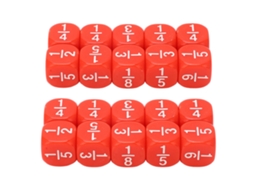 20 Dados de Fração para Aula Plástico 6 Lados Acessórios de Jogo Mesa para Prática de Matemática Infantil Vermelho S/MARCA