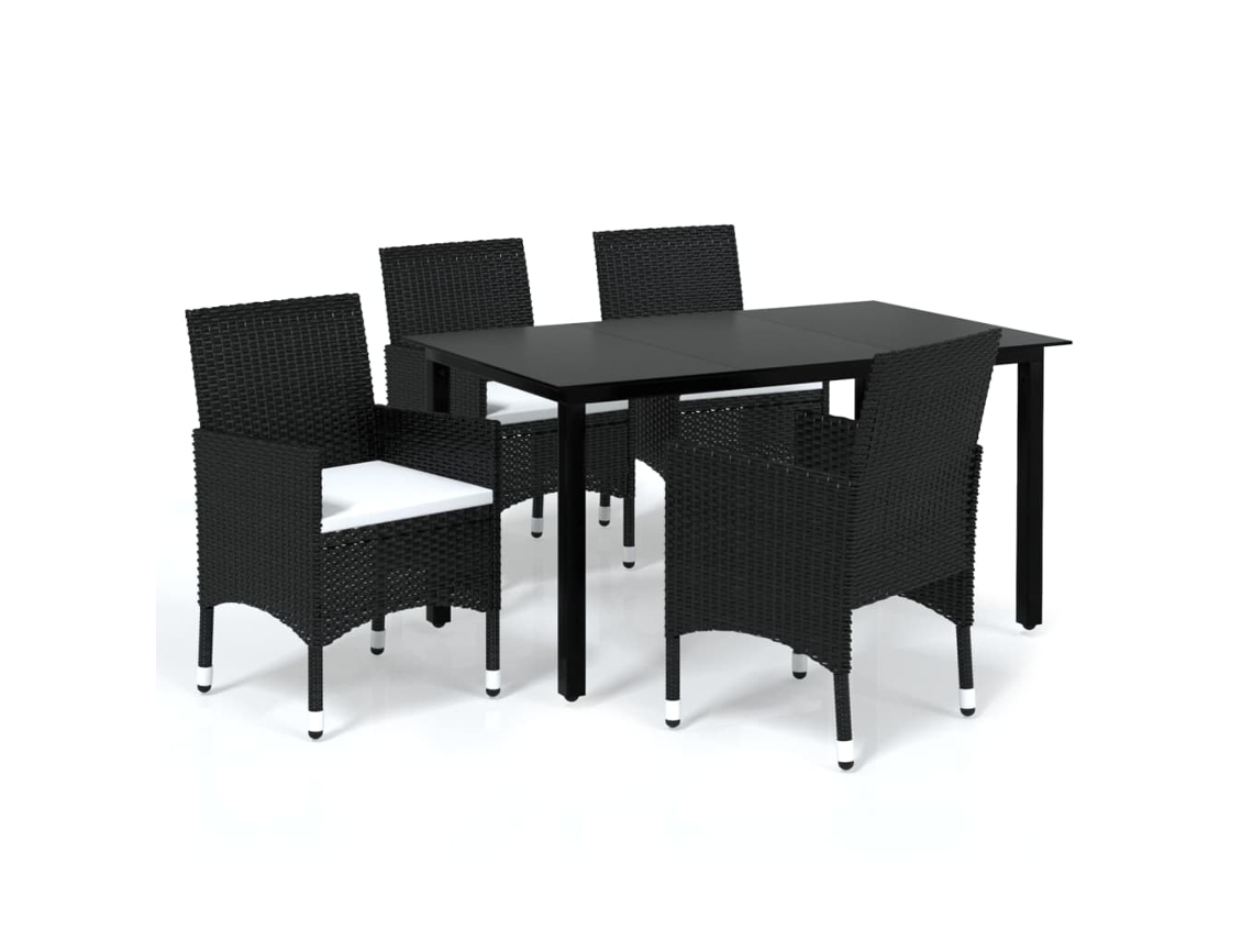 Conjunto 4 Conjunto De Jantar Vidaxl Preto Vime Pe (150 X 90 X 74 Cm)