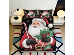 Conjunto de Cama com Estampa 3d Papai Noel Microfibra Fronha 200x25cm