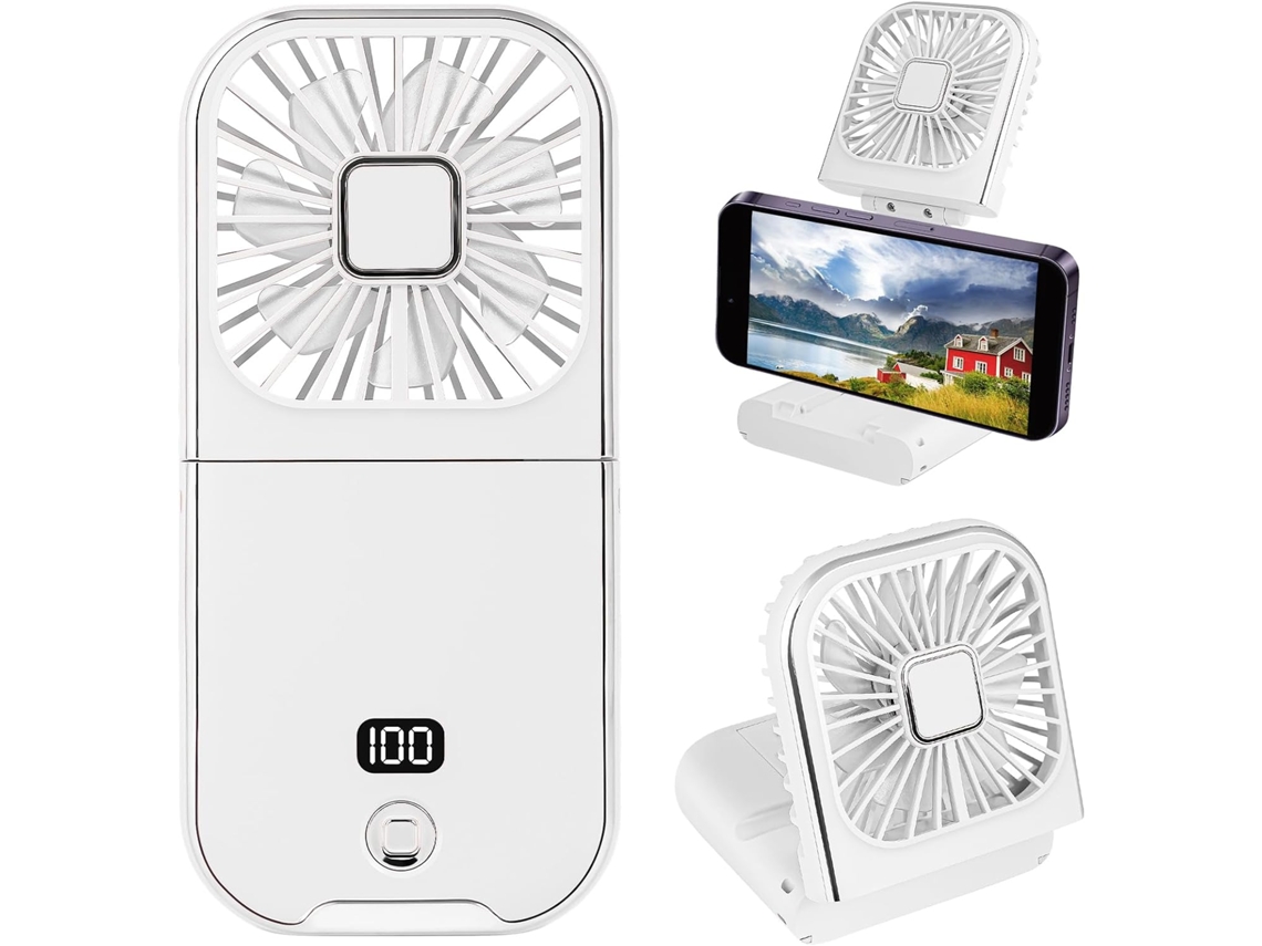 Ventilador De Mão Dobrável Com Visor Led, Mini Ventilador Pessoal Portátil Recarregável Via Usb