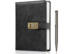 Agenda com Cadeado e Proteção por Senha, Caderno A5 em Couro Pu, 240 Páginas, Inclui Caneta e Caixa de Presente BRILVIBERA