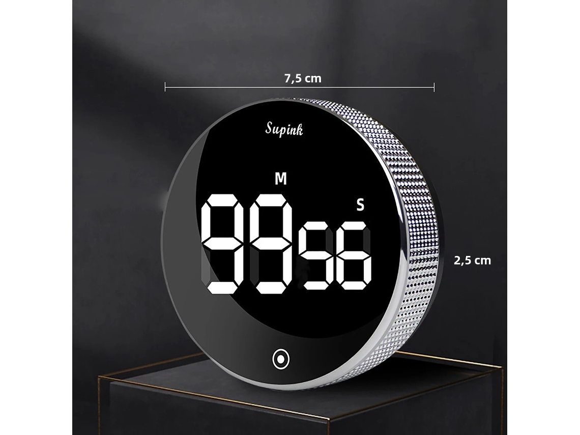 (prateado) Temporizador De Cozinha Digital, Temporizador Visual, Grande Visor Led