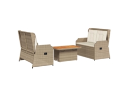 Garden Lounge Set, Garden Lounge Sets Vidaxl Bege Rattan / Vime (90 X 55 X 40/71 Cm)