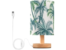 Luminária De Mesa Mnsruu Para Quarto E Sala Estar, Com Design De Folhas Palmeira Tropicais E Portas Carregamento Usb