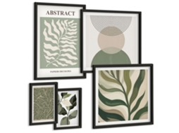 Conjunto De Pinturas Padrões Vegetais Abstratos Espelharte (5 Peças)