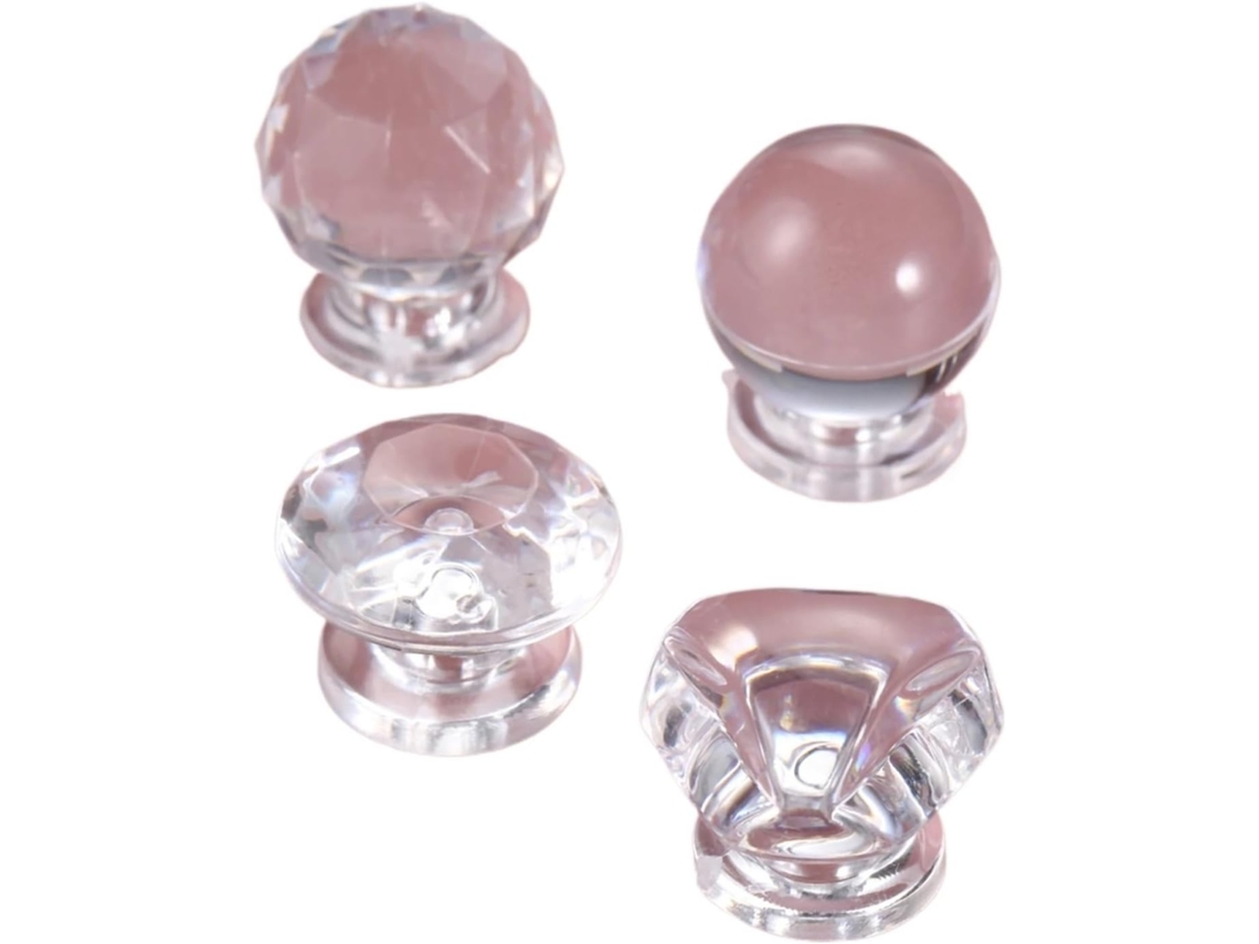 Conjunto De 20 Puxadores Armário Mini Transparentes Em Plástico Cristal, Com Formatos Triangulares, Em Diamante E