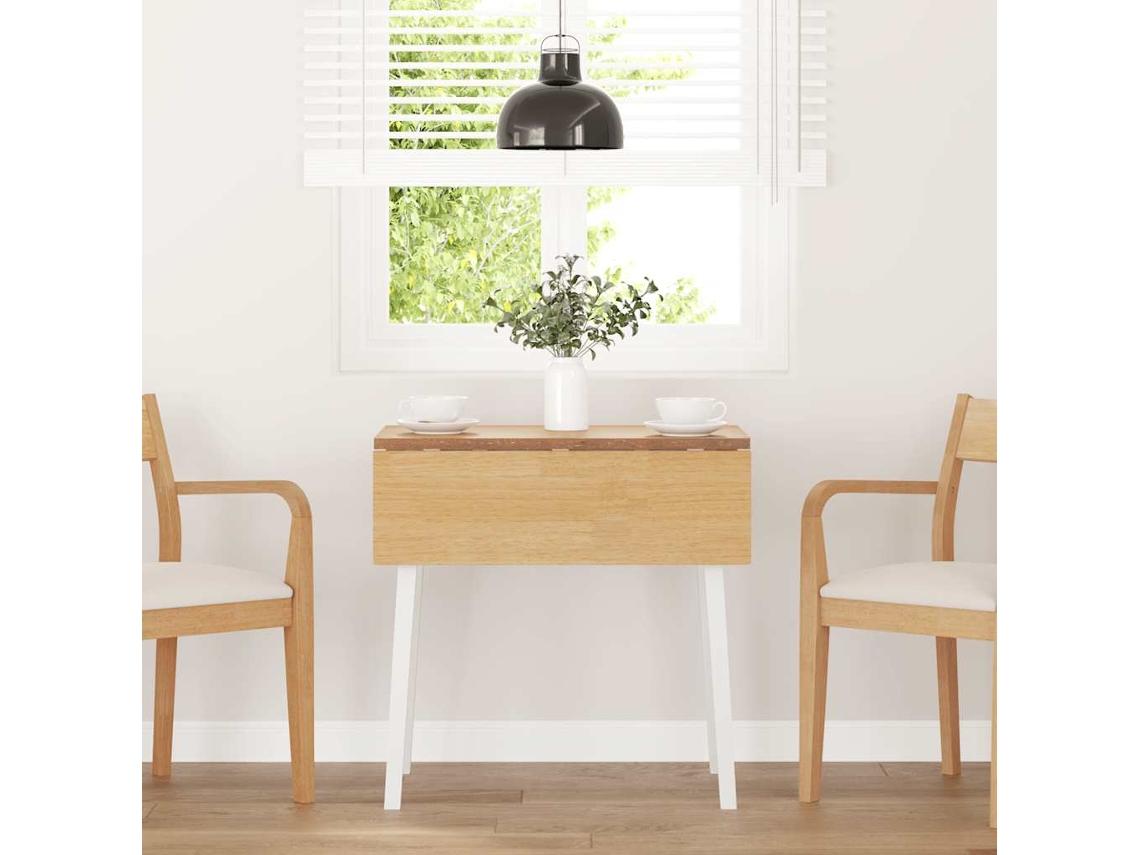 Vidaxl Mesa De Jantar Madeira Seringueira Maciça Branco