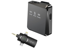 Microfone De Lapela Sem Fio 3 Em 1 One Mini Para Iphone/ Ipad/ Android/ Câmera Pc Aquaforge