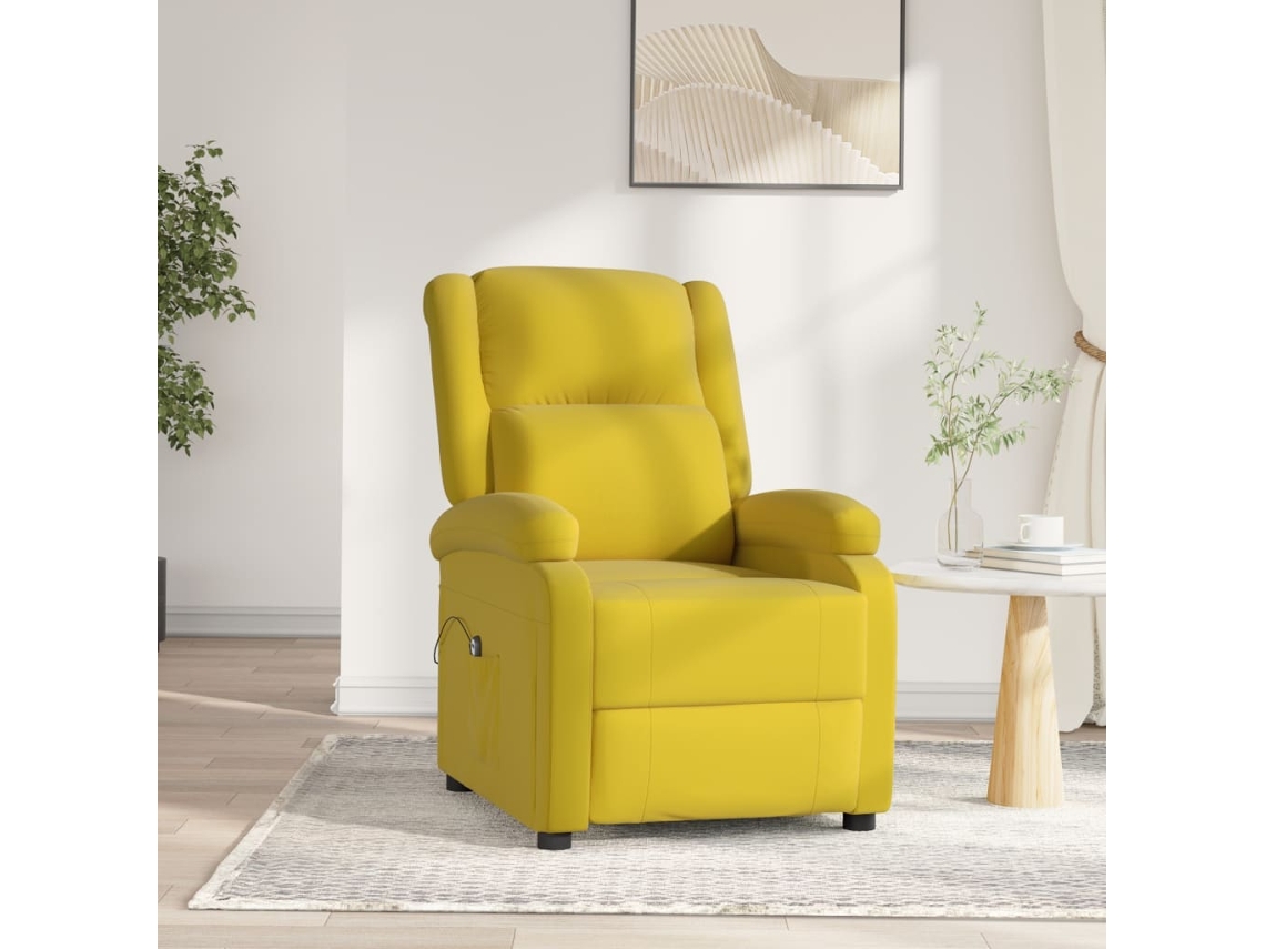 Vidaxl Poltrona Elétrica Reclinável Veludo Amarelo