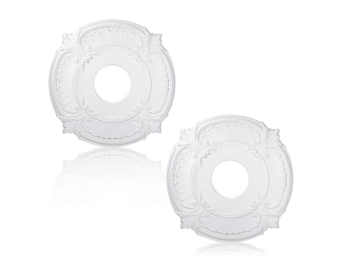 2 Medallhões Decorativos De Teto Em Pu, 12 Polegadas, Para Ventiladores E Lustres