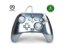 Controlador com Fio Atualizado para Xbox Series Xs Gamepad Prateado Gelo Metálico POWER A