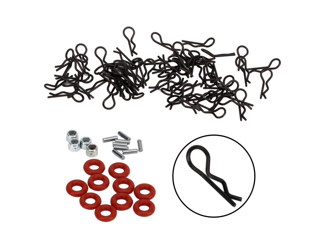 Mali 60pcs Clips para Carro Rc 12mm 0.6mm Fácil Instalação Universal para 1/16 1/18 1/28 1/24 Preto