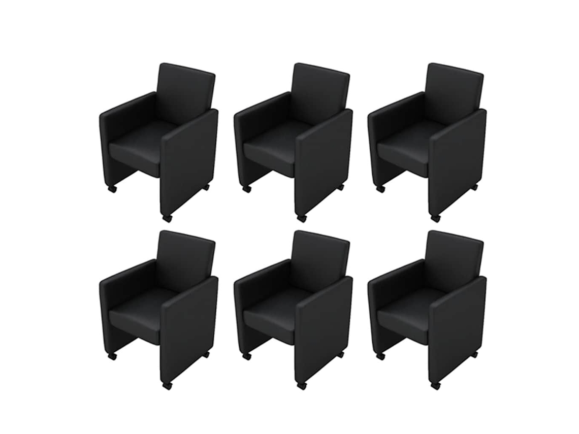 Vidaxl Cadeiras De Jantar 6 Pcs Couro Artificial Preto