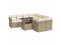 Maison Exclusive - 9 Pcs Conjunto De Sofás P/ Jardim Com Almofadões Vime Pe Bege
