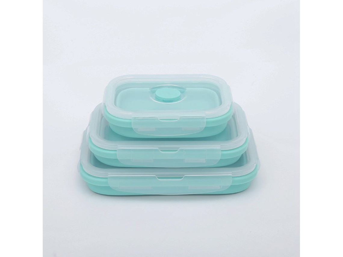 Lunch Boxes Nova LINE de silicone dobráveis 350ml+800ml azul seguros para micro-ondas e lava louças