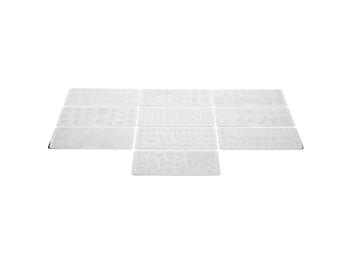 Set De 10 Placas De Estampado Para Uñas Acero Inoxidable Plantillas De Manicura Con Diferentes Patrones