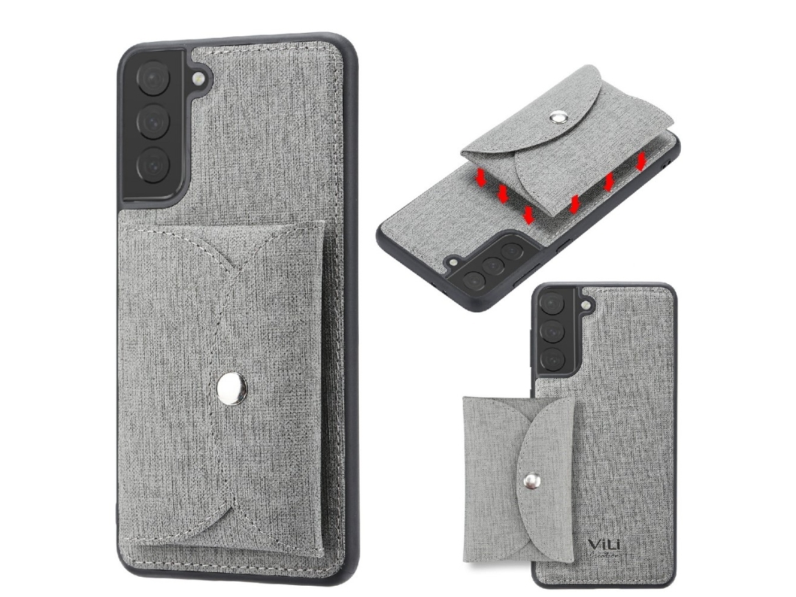 Capa Destacável para Samsung Galaxy S21 5g Vili Pele Sintética Cinzento1