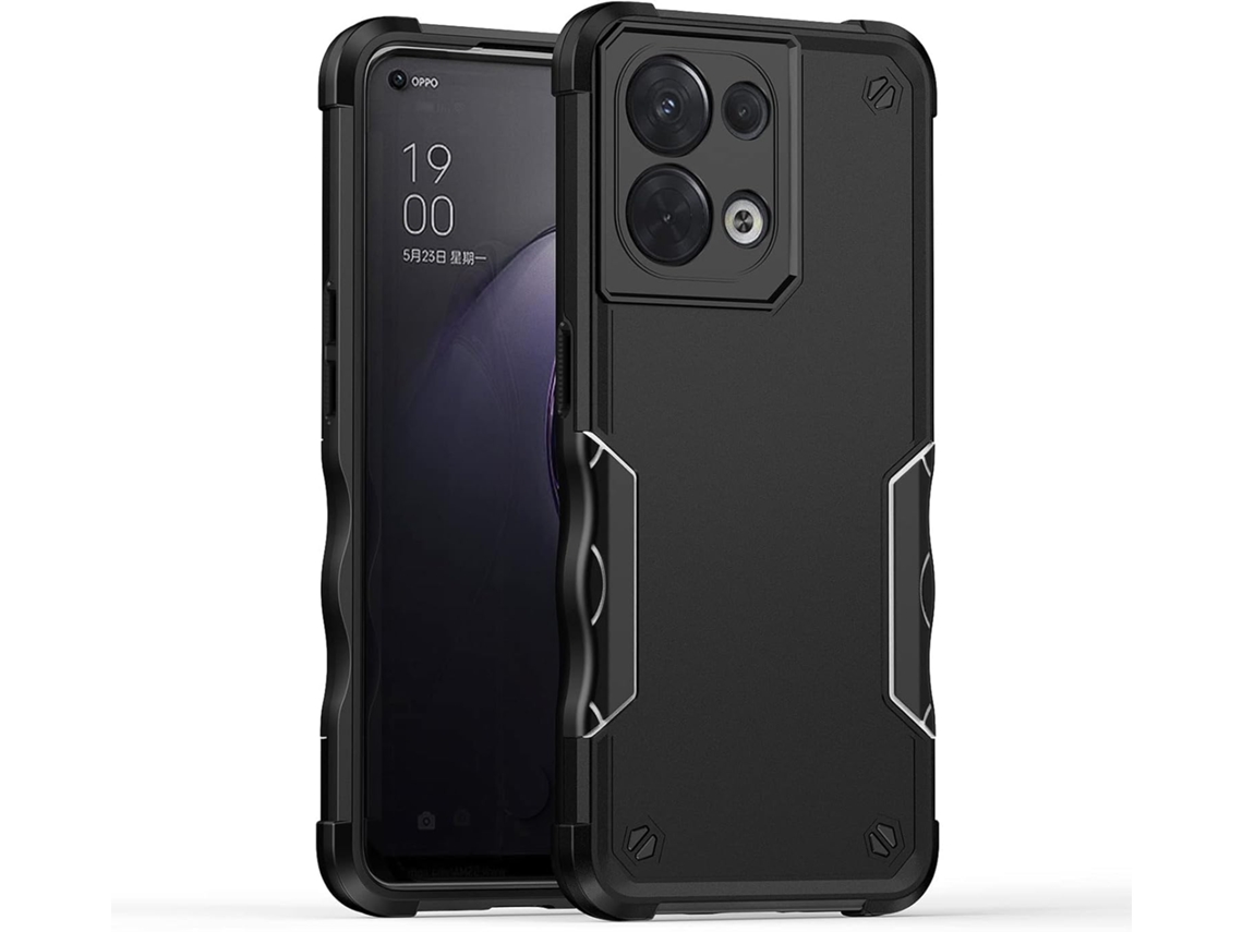 Capa Armadura Robusta Antiderrapante Militar Protetora para Oppo Reno8 5G HONGWE. Anti-Choque Preto