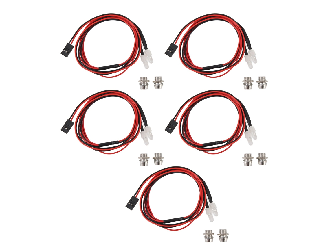 Mali kit de Luz Led para Carro Rc 2 Lâmpadas Vermelhas Brilhantes 5mm Universal para Traxxas Hsp Redcat