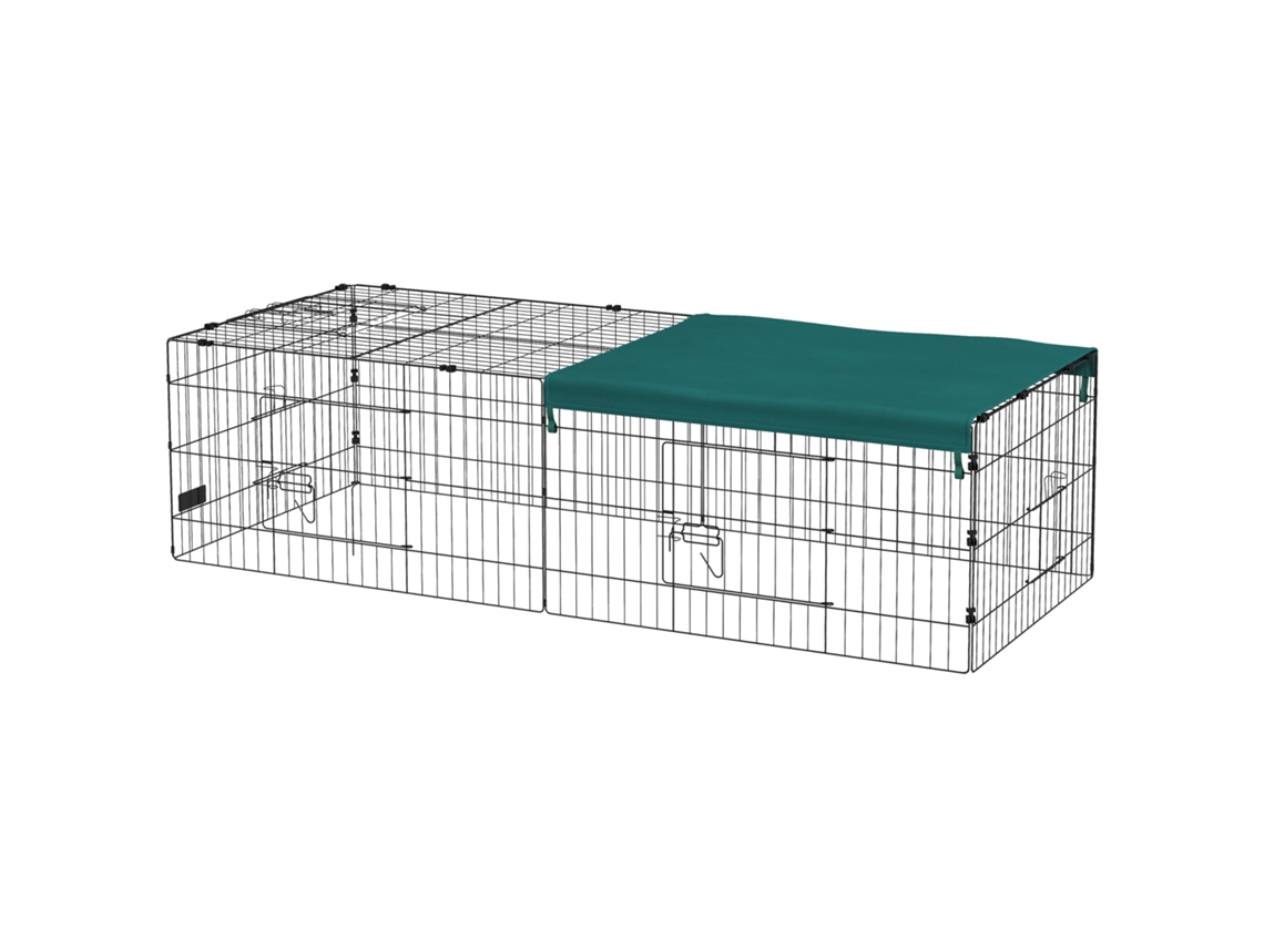 Gaiola para Coelhos Externa e Interna com Telhado de Aço. 185x75x50cm. Verde Ge