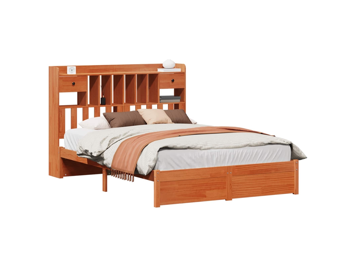 Conjunto de 2 Estruturas de Cama de Estante Marrom Cera 200x160 cm MAISON EXCLUSIVE