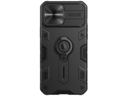 Capa para iPhone 13 Pro Max, com suporte de anel e proteção de câmera, preta