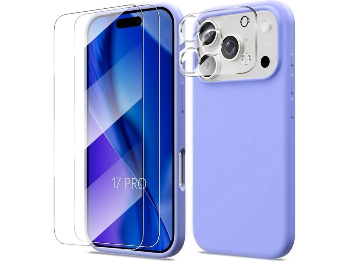 Capa De Silicone - Booling - Para Iphone 17 Pro - Antiderrapante Lavanda - 2 Janelas Proteção Da Câmera