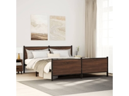 Estrutura Cama Sem Colchão 183x213 Cm Metal Carvalho Castanho