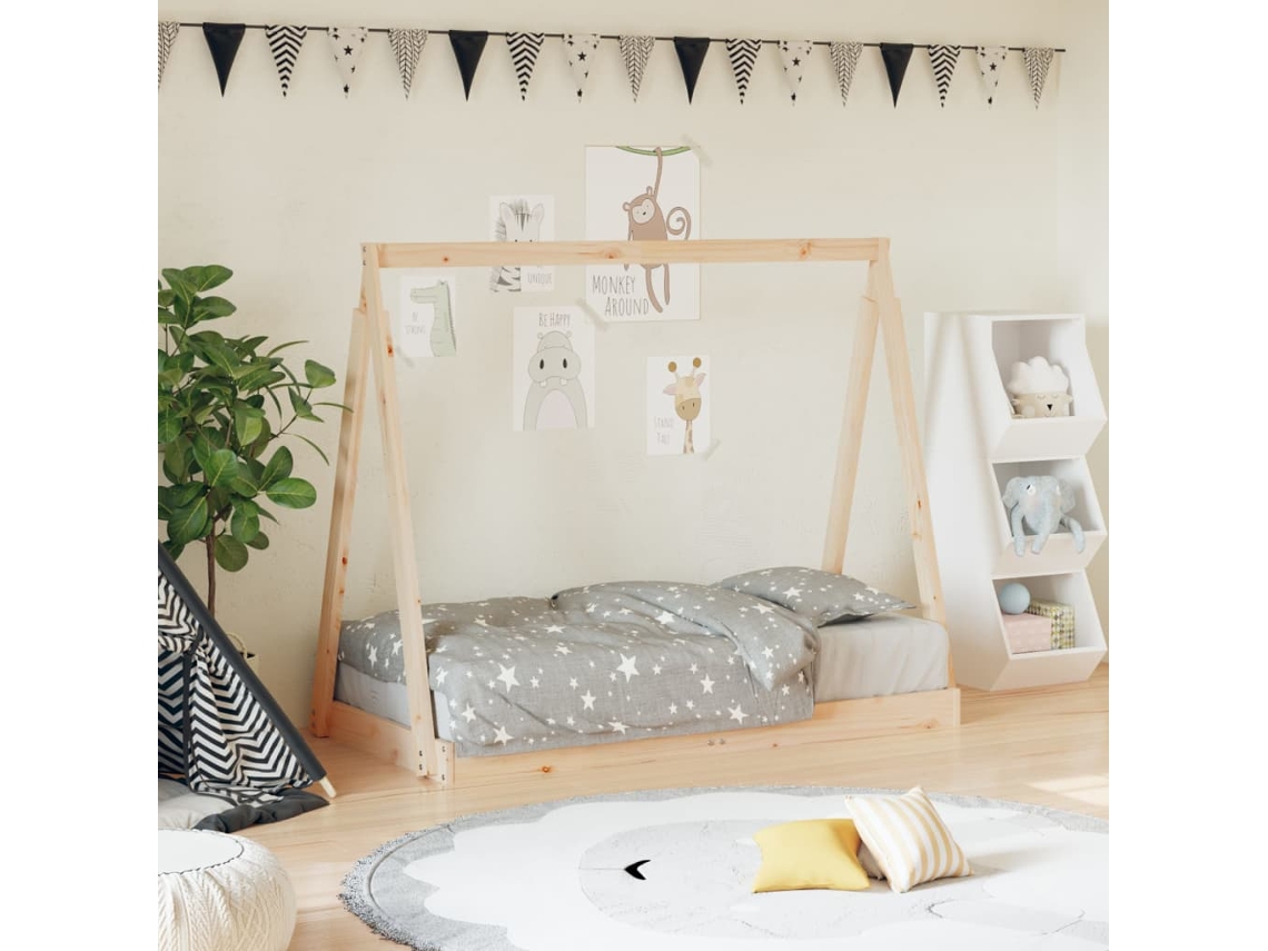 Vidaxl Estrutura De Cama Infantil 70x140 Cm Pinho Maciço