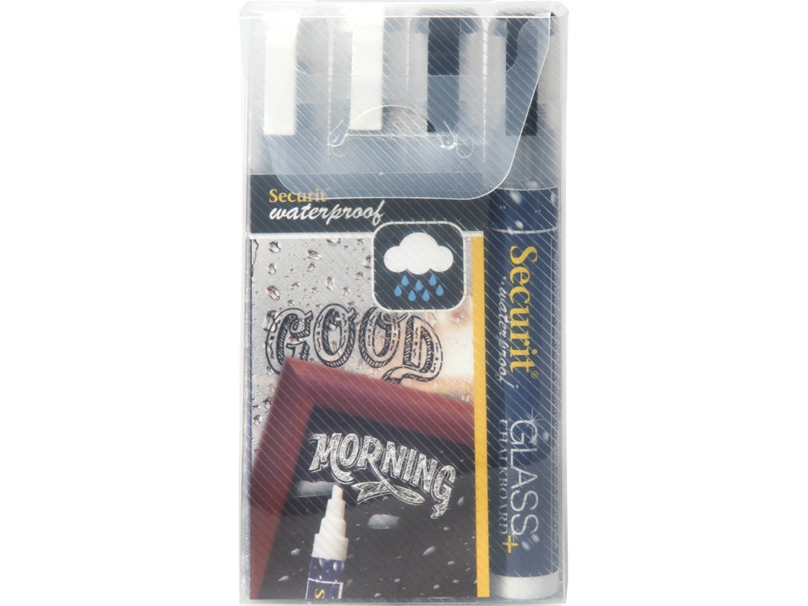Conjunto 4 Marcadores de Giz SECURIT Medium 2-6mm  Sortido Branco e Preto