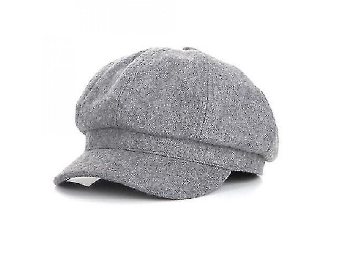 2026 gorro de Pico Octogonal Plano Beret para Mujer Caliente Visera Talla M Invierno Primavera Otoño Gery (56 58cm)