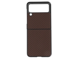 Aetheria capa de Telefone para Samsung Galaxy Z Flip 3 com Padrão de Fibra de Carbono Proteção Anti choque Marrom