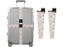 Conjunto De 2 Cintas Bagagem Com Estampa Floral Rosa Claro Para Malas, Cintas De Viagem, Acessórios Para Cintos