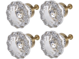 Conjunto De 4 Puxadores Cristal Para Armários E Cômodas, Em Latão Com Zircônia, Estilo Moderno E Decorativo