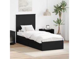Vidaxl Cama com Armazenamento Preto 75 X 190 Cm Madeira Processada