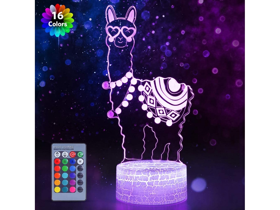 Luminria De Iluso De Tica 3d Alpaca Lhama, 16 Cores Com Controle Remoto E Por Toque, Luz Noturna Para Crianas, Decorao Para Aquaforge