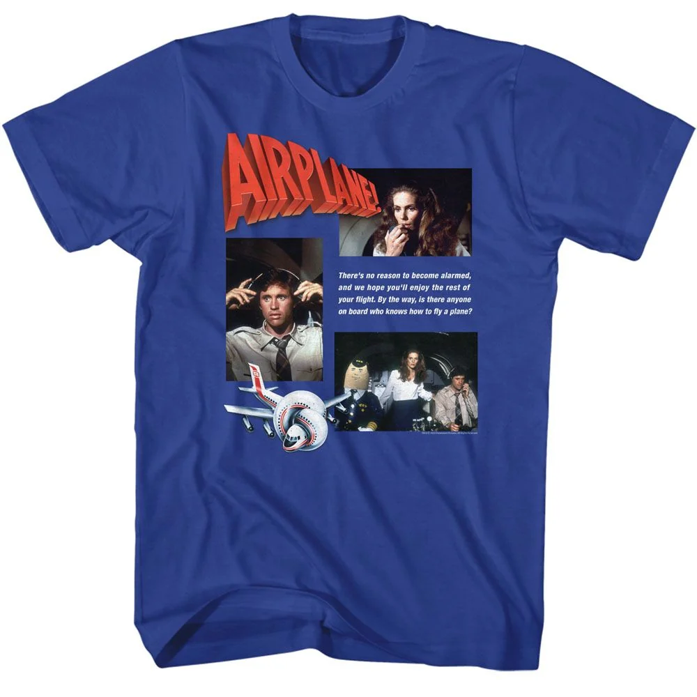 Rockinstone Airplane Movie Multihit Solid Royal Adult T-shirt Size:l