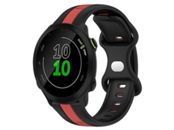 Pulseira Com Fivela Borboleta De 20 Mm, Compatível Garmin Forerunner 158, Silicone Bicolor Preta E Vermelha.
