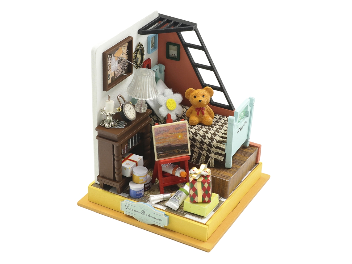 Modelo 3d De Um Quarto Dos Sonhos Com Luzes Led, Medindo 9x8x8 Cm.