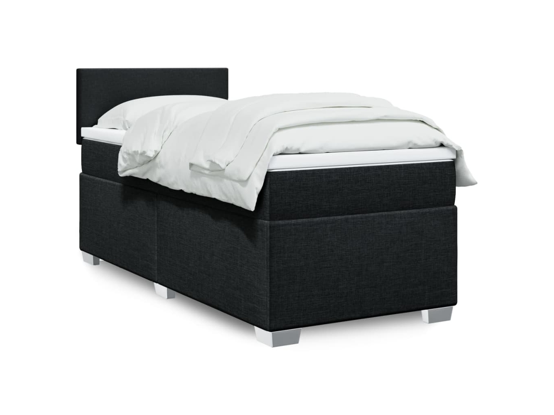 Cama com molas/colchão 90x190 cm tecido preto