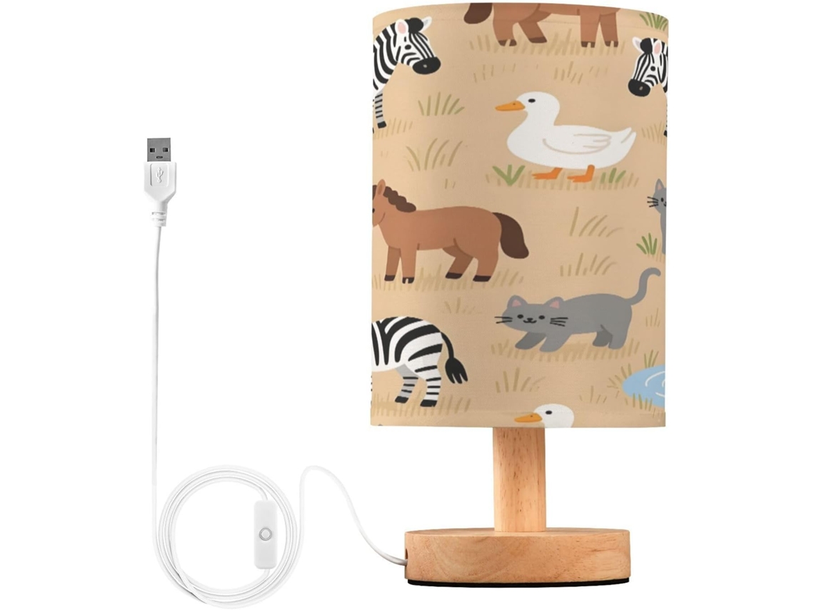 Abajur De Cabeceira Fofo Em Formato Animal Para Quarto, Com Carregamento Portas Usb C, Luminária De Mesa Cabeceira