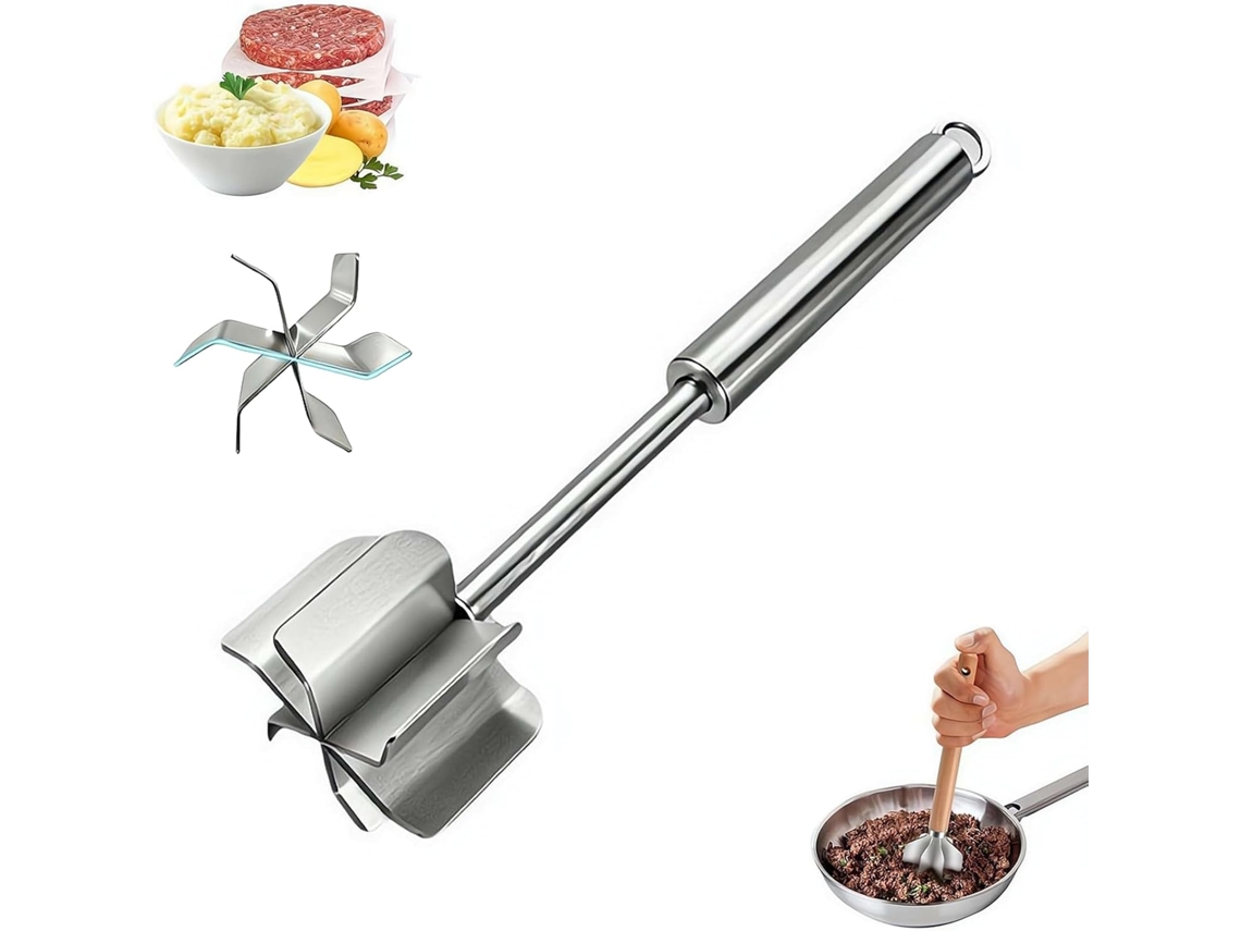 Moedor De Carne E Amassador Batatas Em Aço Inoxidável, Resistente Ao