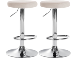 Conjunto de 2 bancos de bar Ponte de veludo creme/metal cromado CLP