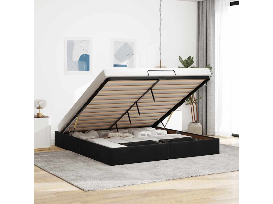 Vidaxl Estrutura De Cama Otomana Sem Colchão 180x200 Cm Veludo Preto