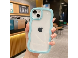 Capa Para Iphone 17 Pro Max L onda Azul Claro Com Borda Ondulada E Cor Sólida.