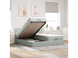 Vidaxl Estrutura Cama Otomana Colchões 200x200cm Veludo Cinzento Claro
