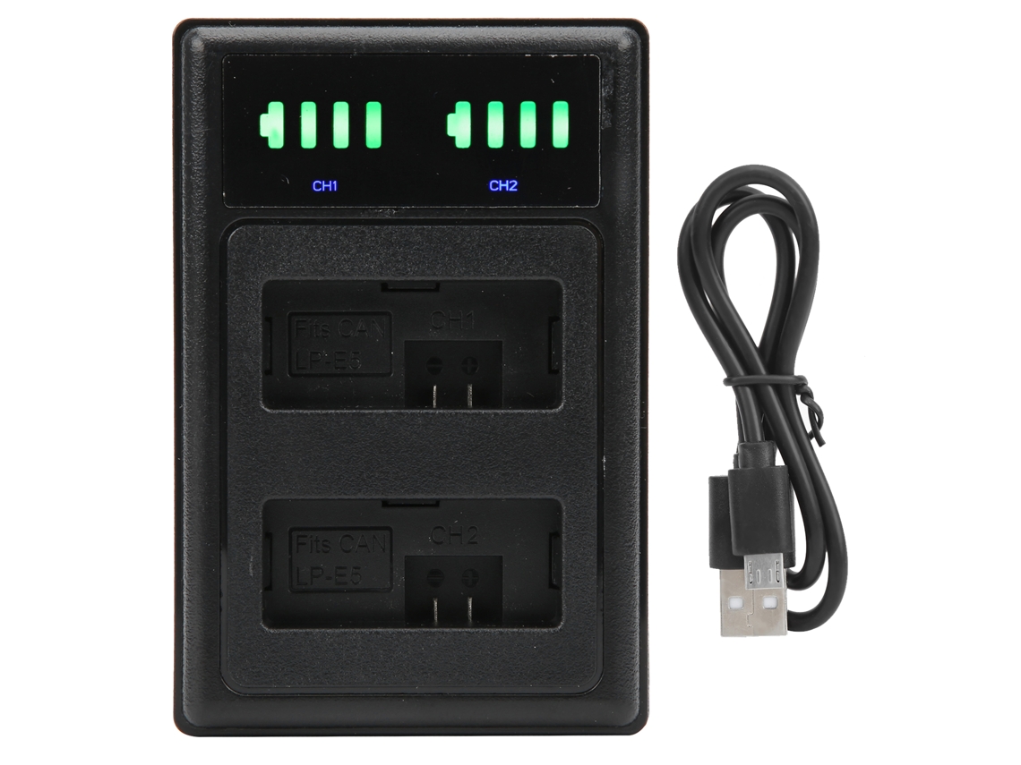 Carregador De Baterias Para Câmera Dupla Interface Com Dupla Tela Compatível Com Bateria Lp-e5